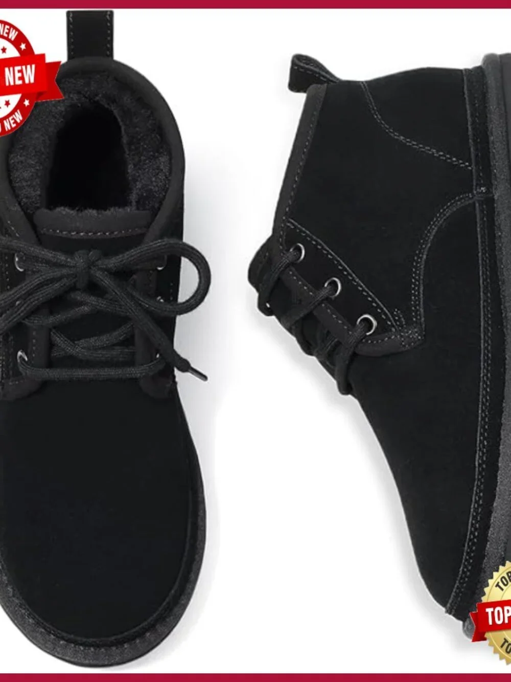 Genuine Suede Lace Up Ankle Booties Faux Fur Lined Winter Snow Boots Women